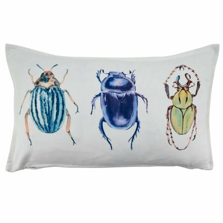 RLM DISTRIBUTION SARO  12 x 20 in. Oblong Poly Filled Throw Pillow with Bugs Design  White HO2658066